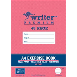 Writer Premium A4 48pg 18mm Solid Ruled Exercise Book