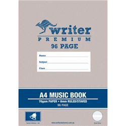 Writer Premium A4 96pg Music Exercise Book