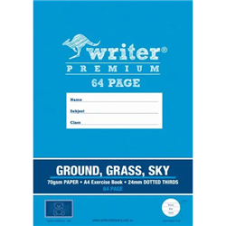 EXERCISE BOOK WONDER WRITER A4 64 PAGE 24MM DOTTED THIRDS GROUND GRASS SKY 