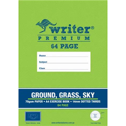 EXERCISE BOOK WONDER WRITER A4 64 PAGE 14MM DOTTED THIRDS GROUND GRASS SKY 