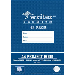 Writer Premium A4 48pg Plain/14mm Dotted Thirds Project Book