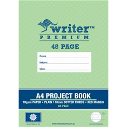 Writer Premium A4 48pg Plain/18mm Dotted Thirds Project Book