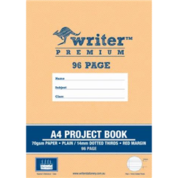 Writer Premium A4 96pg Plain/14mm Dotted Thirds Project Book